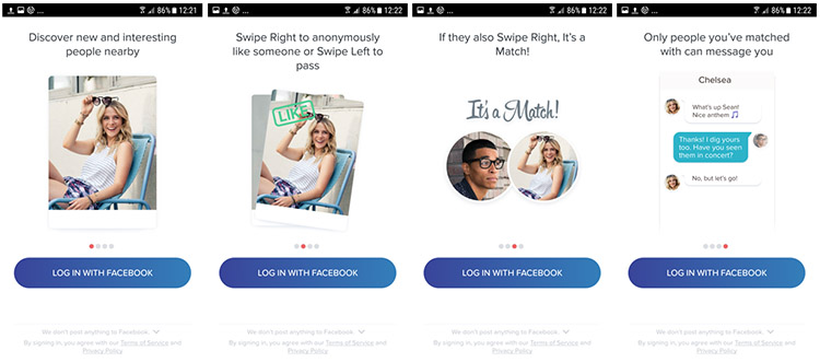 Tinder app onboarding example