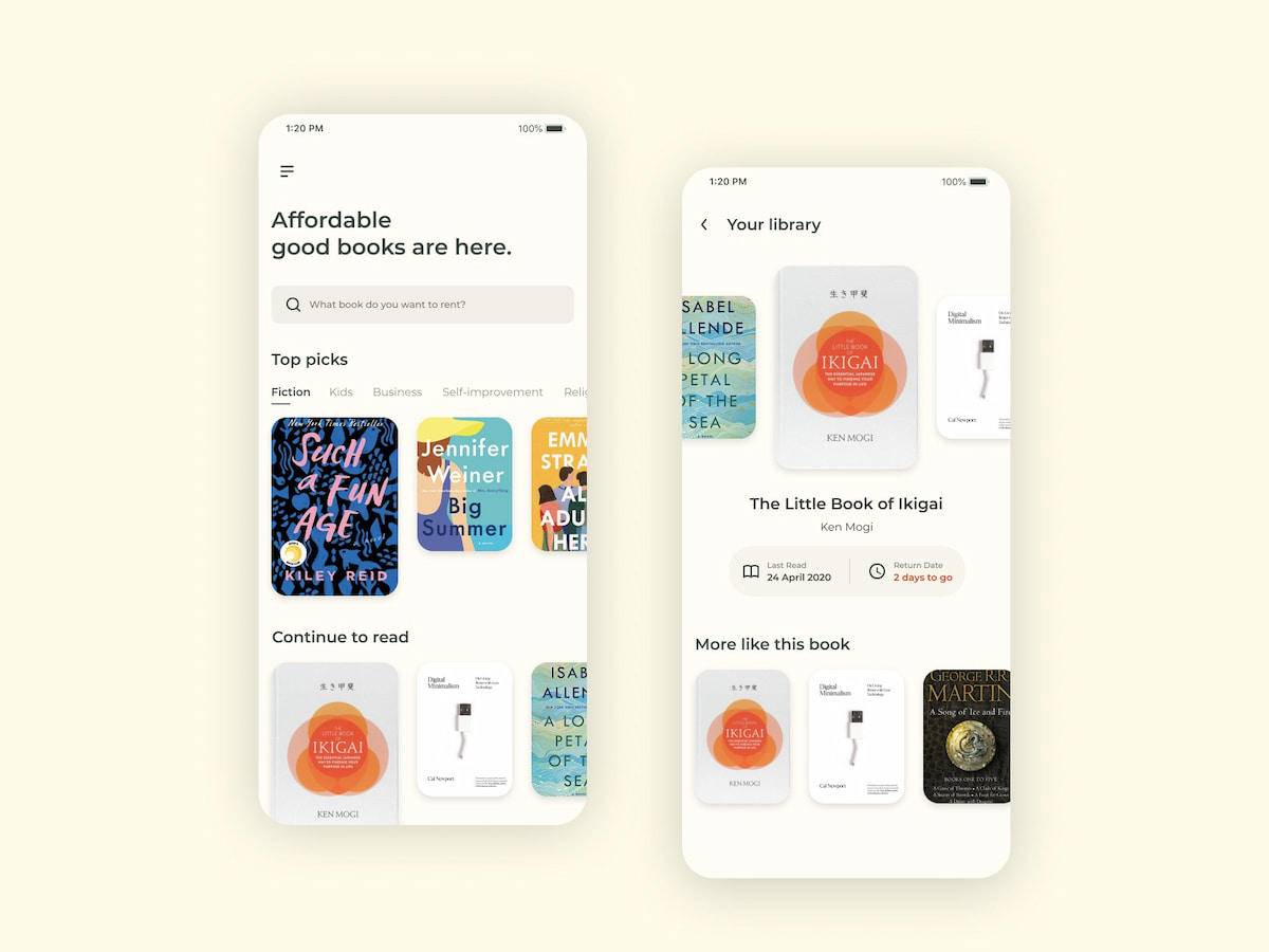 Book Rental App Idea example moqup