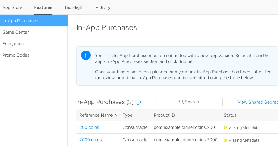 iOS in-app purchases