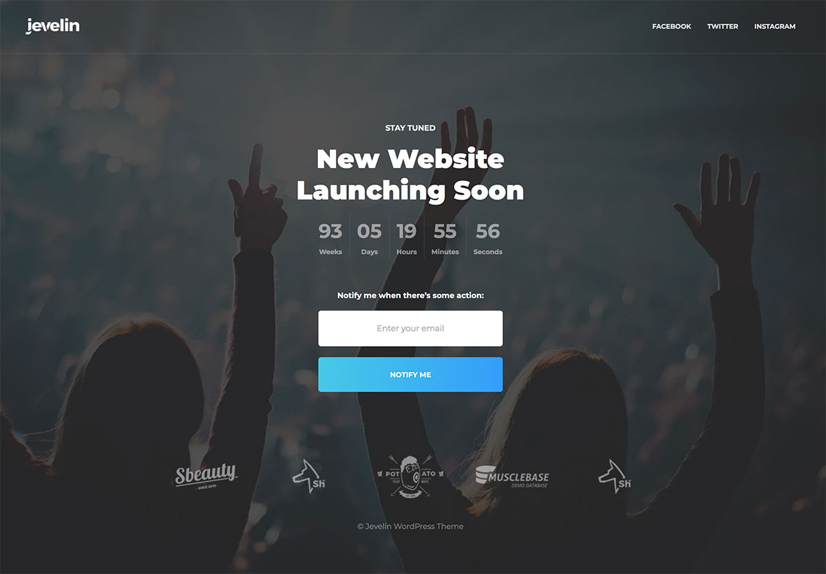 Coming soon landing page wordpress theme