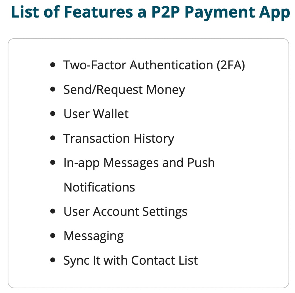 How to make P2P money transfer app - features list