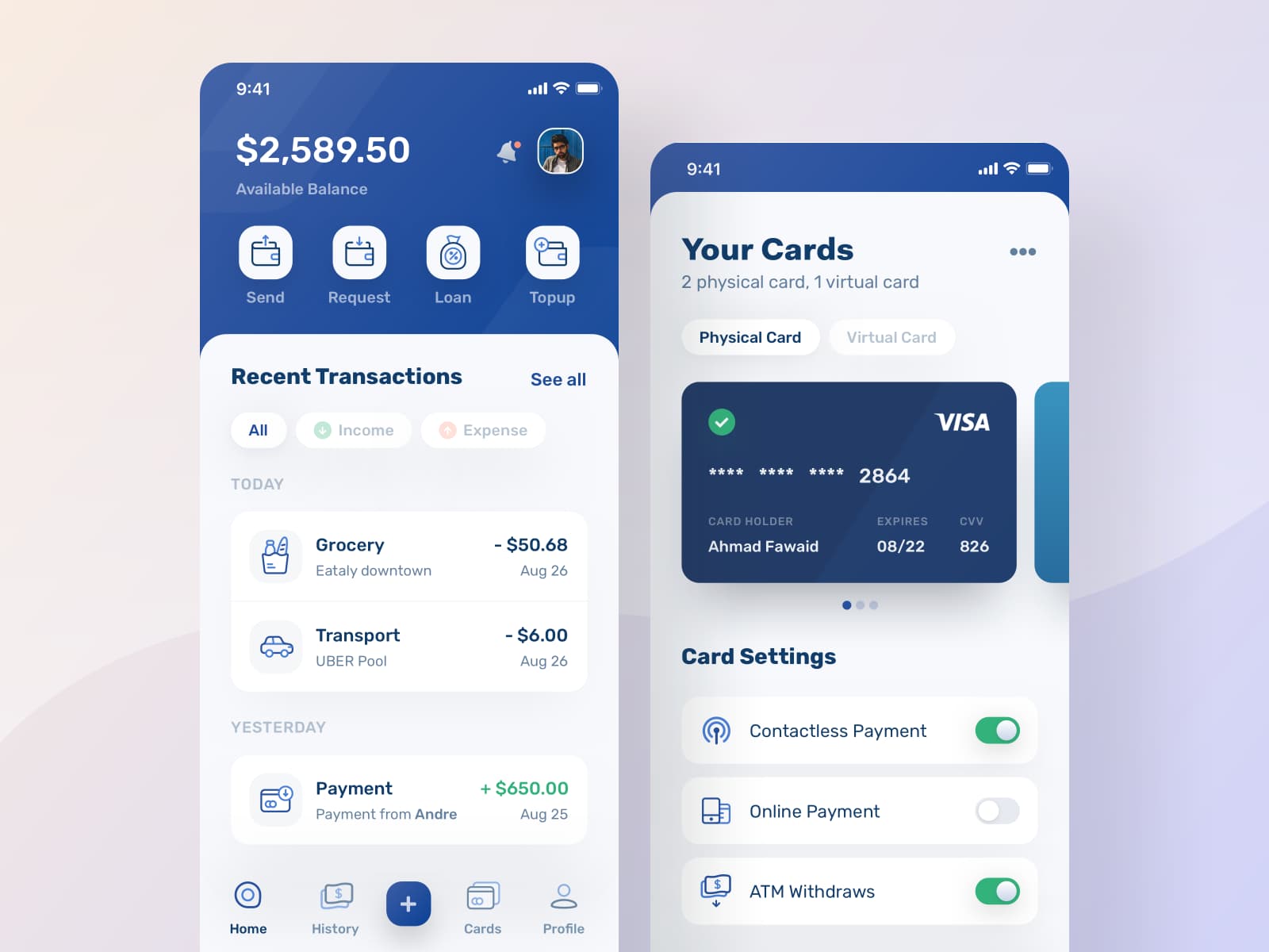 Personal Finance App Dashboard - Bills and Expenses