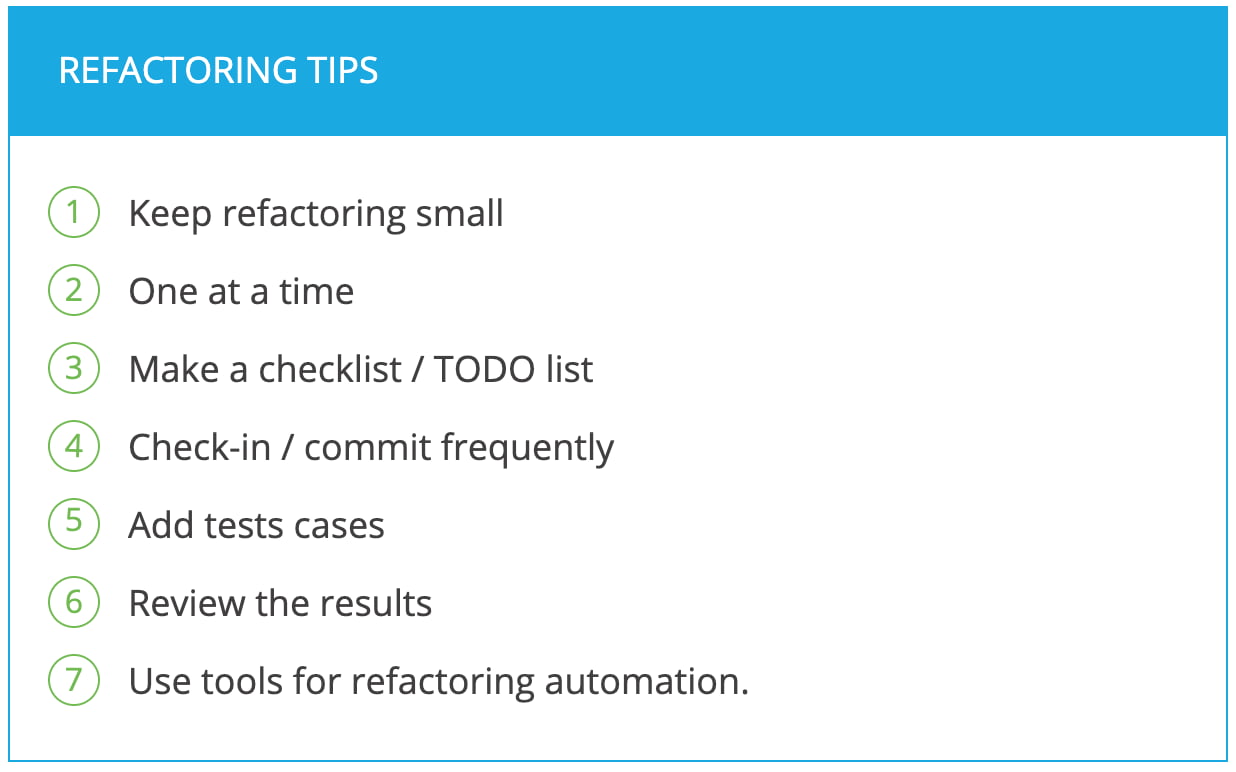 Refactoring tips and checklist