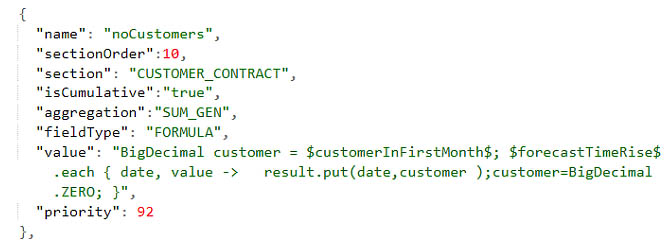 Input field example from the model