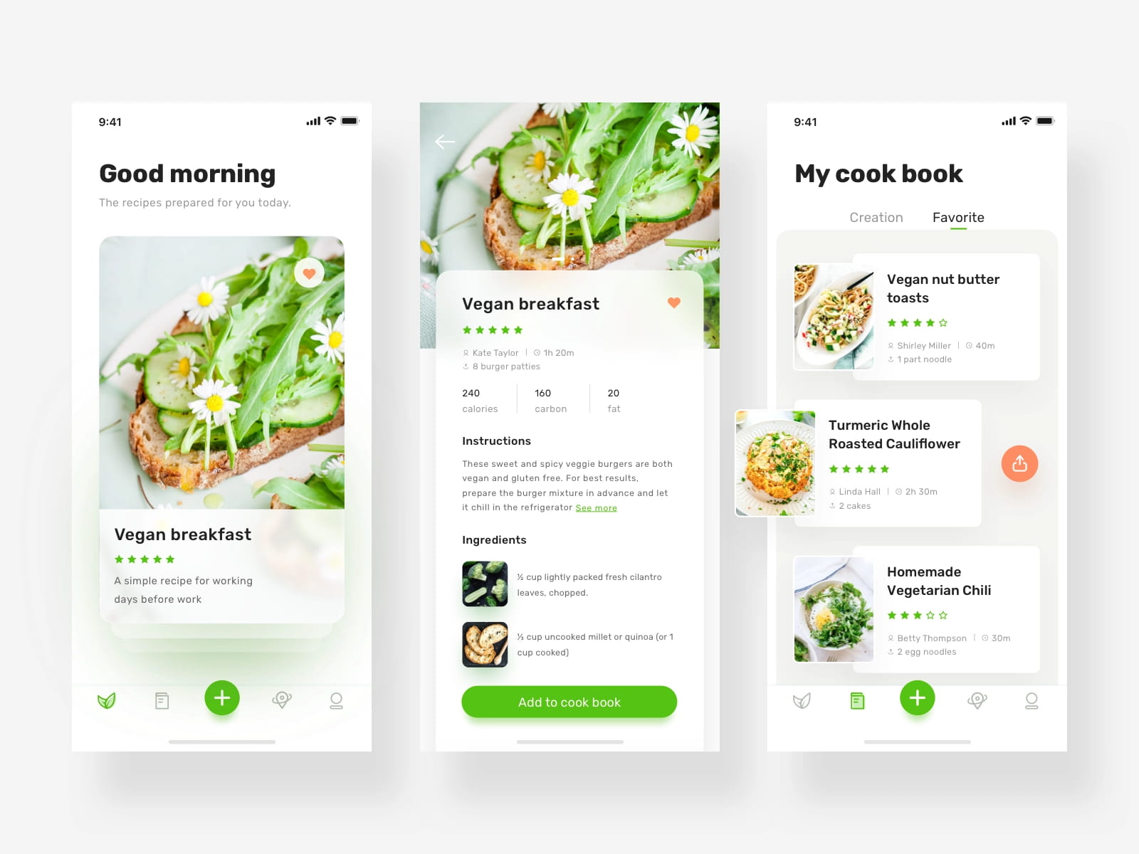 Vegetarian app UI example