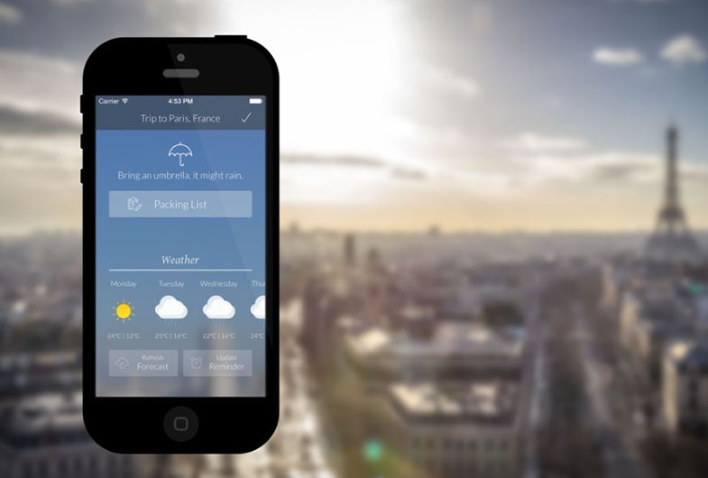 Weather forecast in travel app