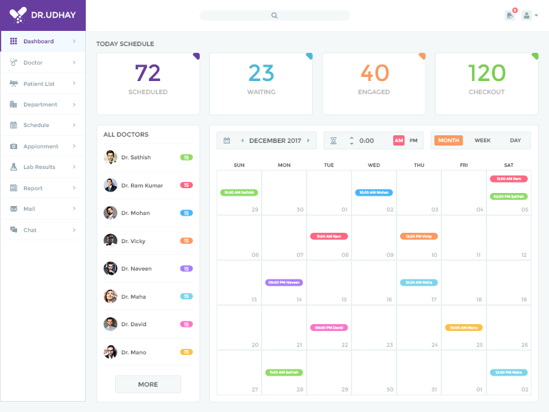 Doctor's calendar in healthcare CRM