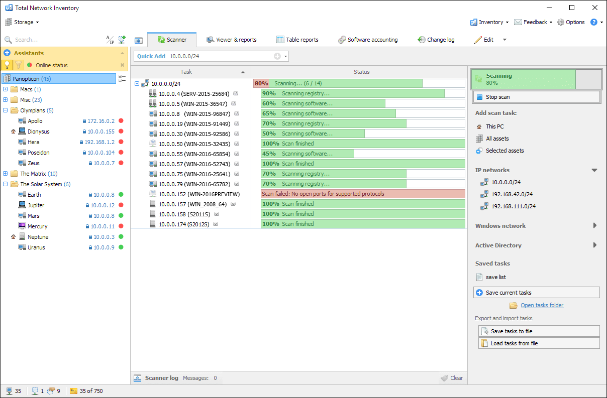 Network scanner software example