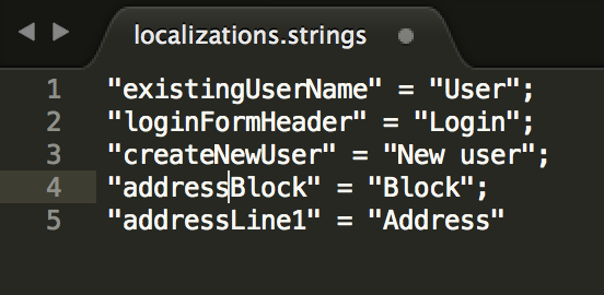 Localization strings in the code